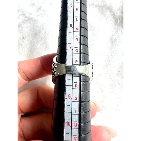 925 Protection Onyx 5 Stone Ring Sz 7 - Picture 6 of 6